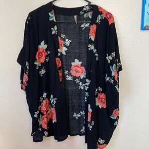 Floral black kimono
